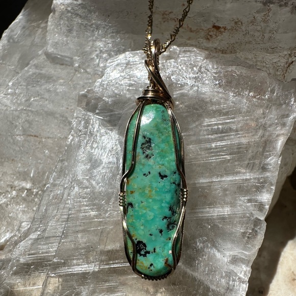 14k Gold Filled Turquoise Necklace Pendant - Picture 7 of 16